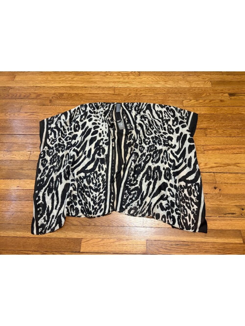 Vince Camuto Womens Cape Sz L/XL Brown Tan Lightweight Thin Animal Print NWT $68